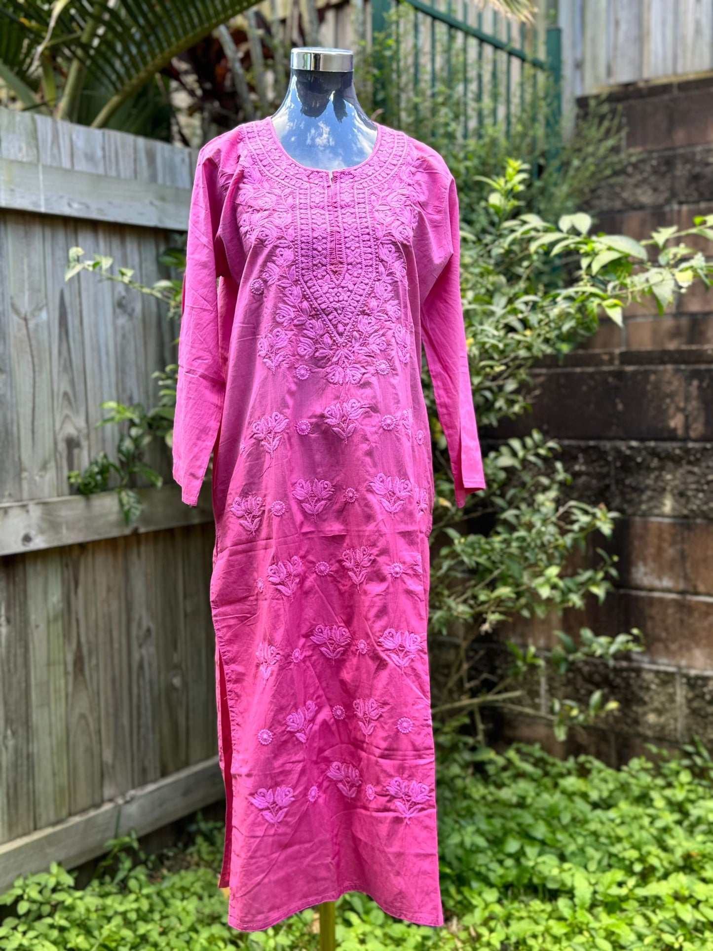 Pink Self work Kurti