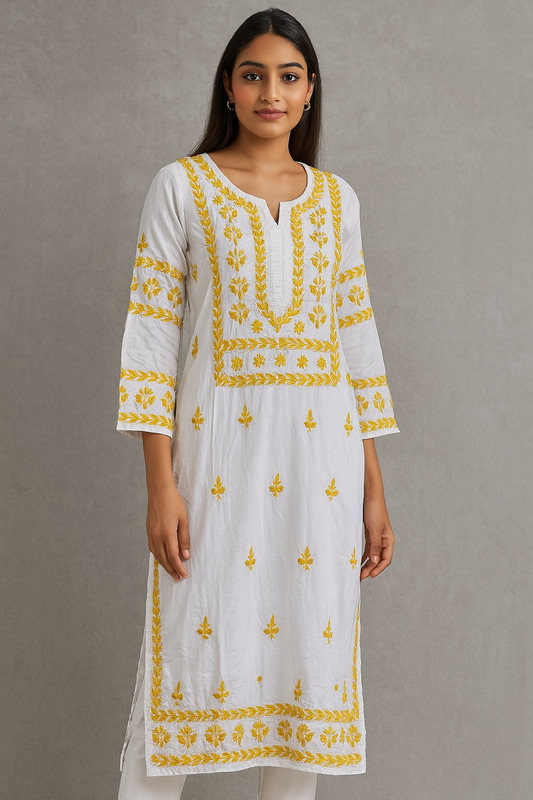 Self Work yellow kurti