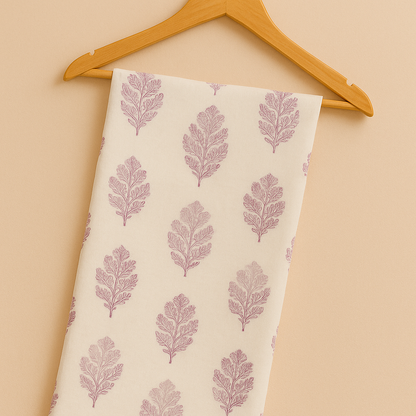 Leaf Print White Stole