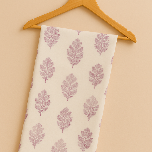 Leaf Print White Stole
