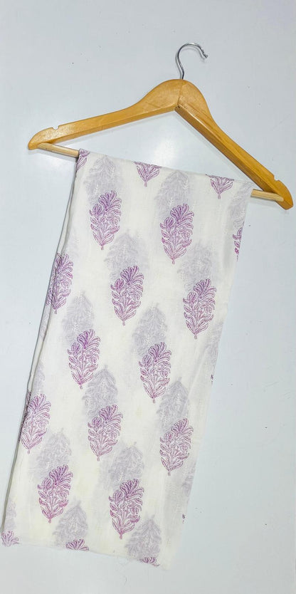 Leaf Print White Stole