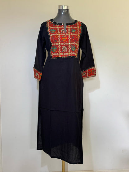Radiant Ember Golden-Cuff Kurti