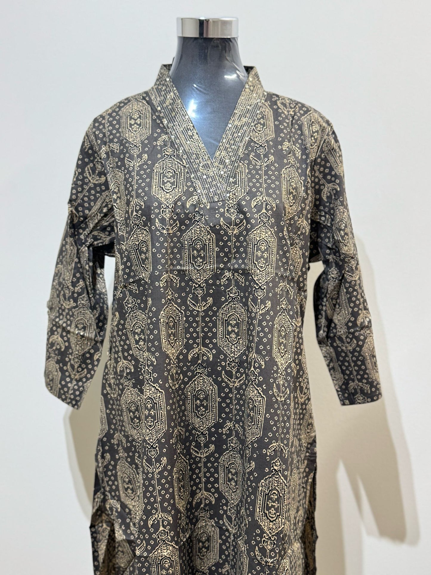 Gold On Black Kurti