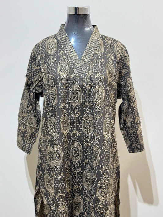 Gold On Black Kurti