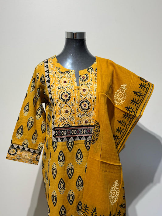 Yellow Wisp Printed Suit Set