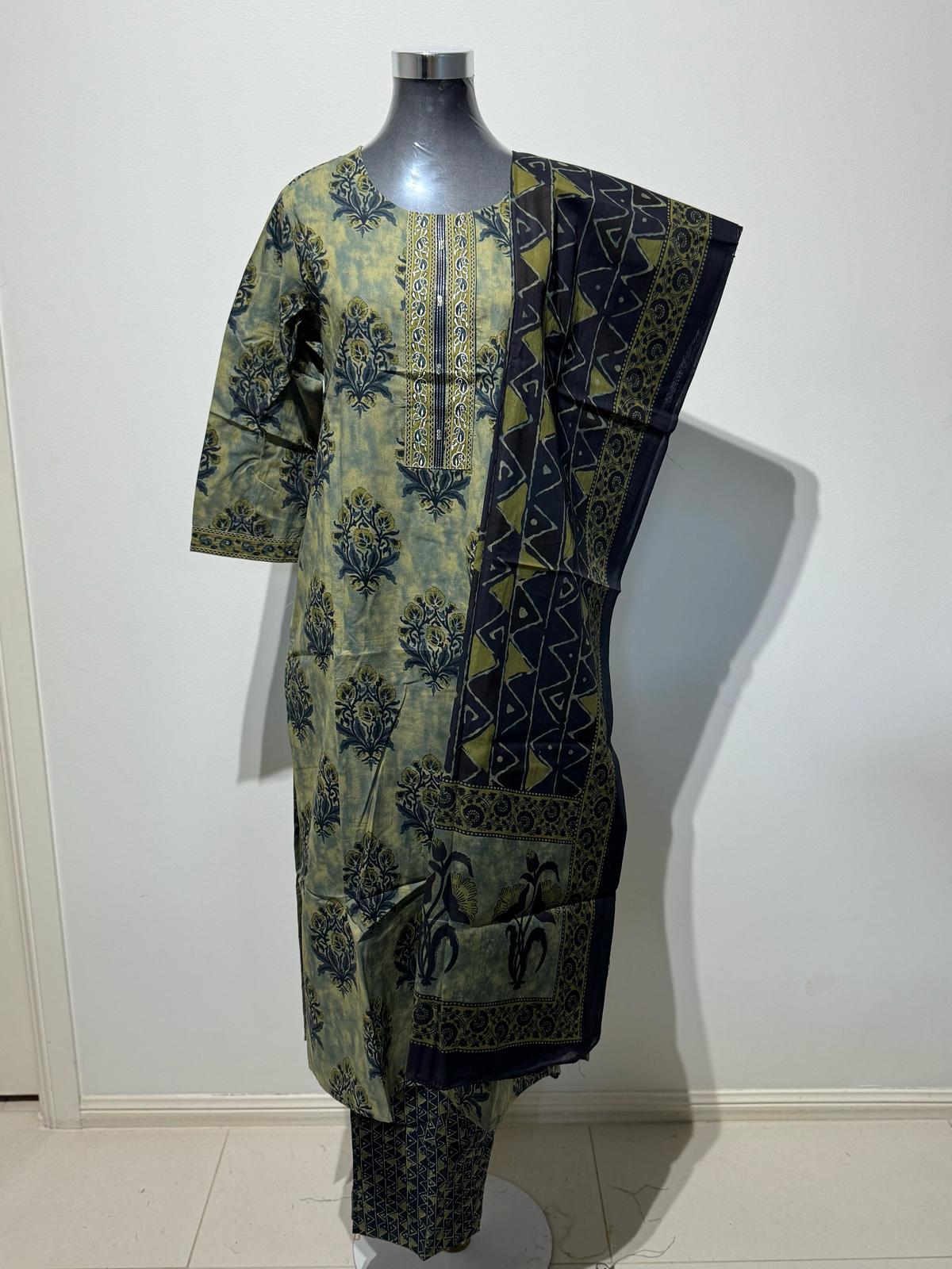Green Solace Printed Suit Set