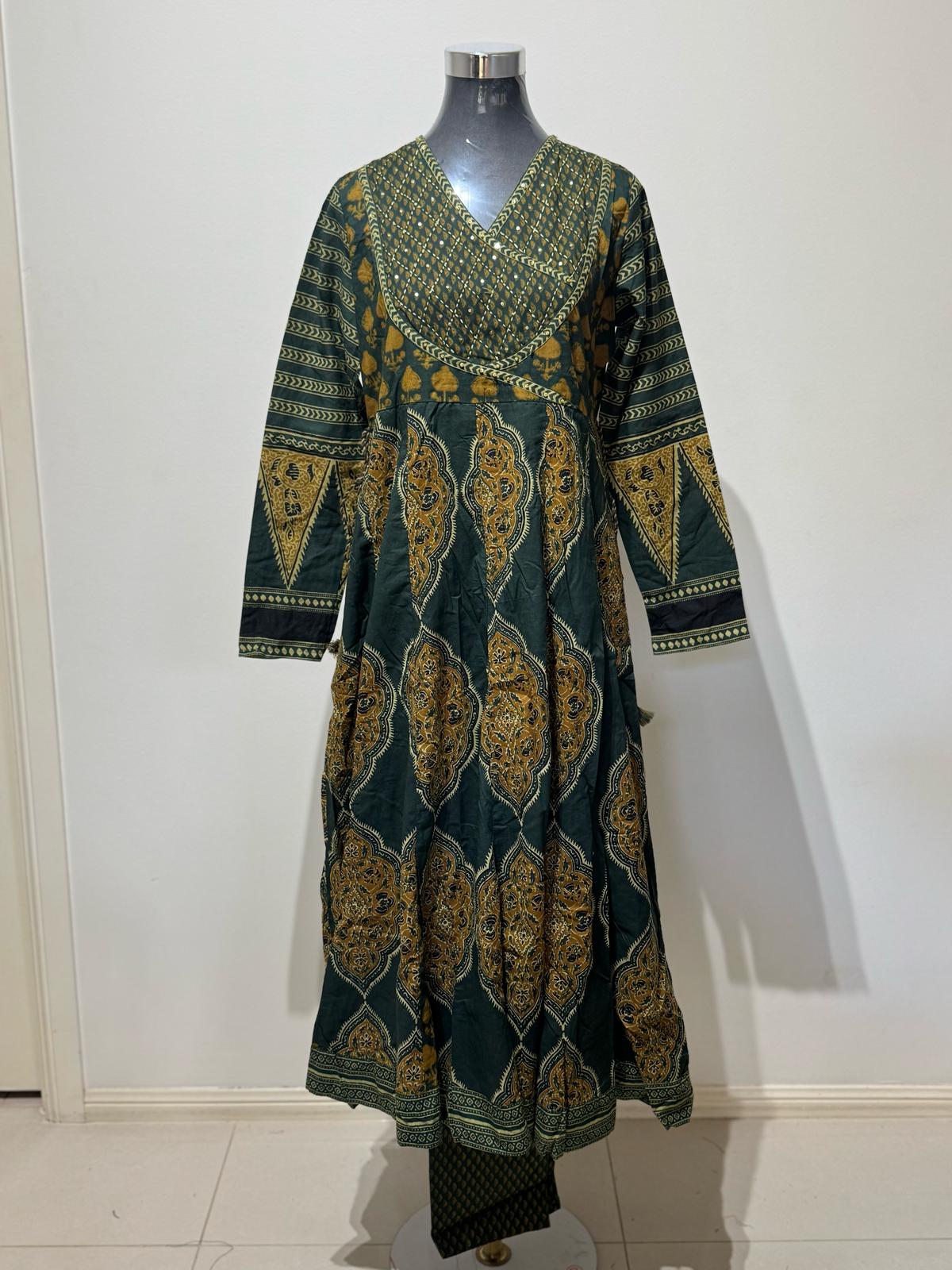Blue & Yellow  Colored Printed Suit Set