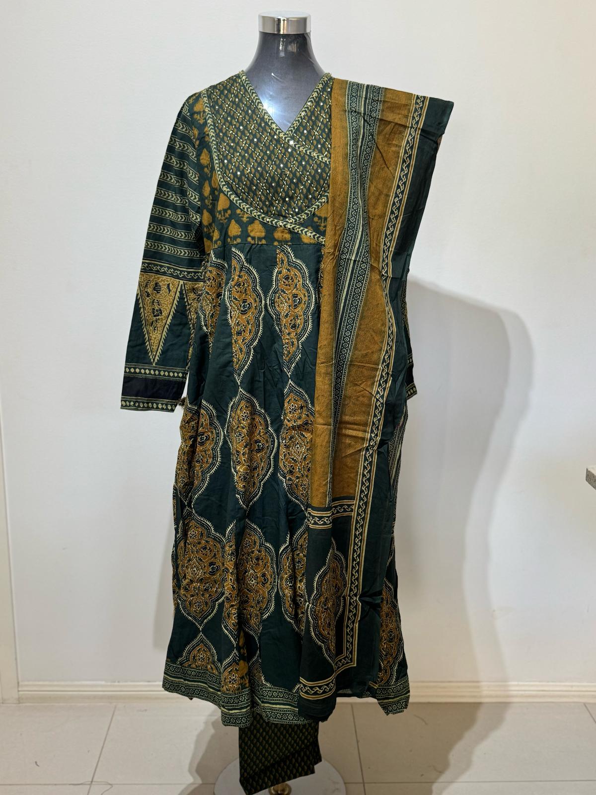 Blue & Yellow  Colored Printed Suit Set