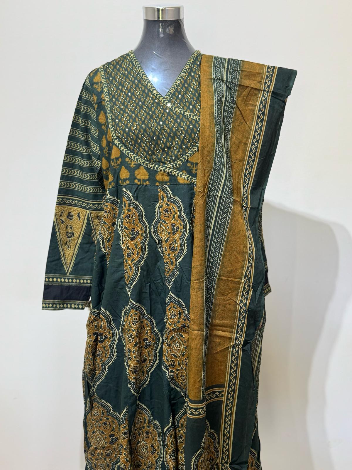 Blue & Yellow  Colored Printed Suit Set