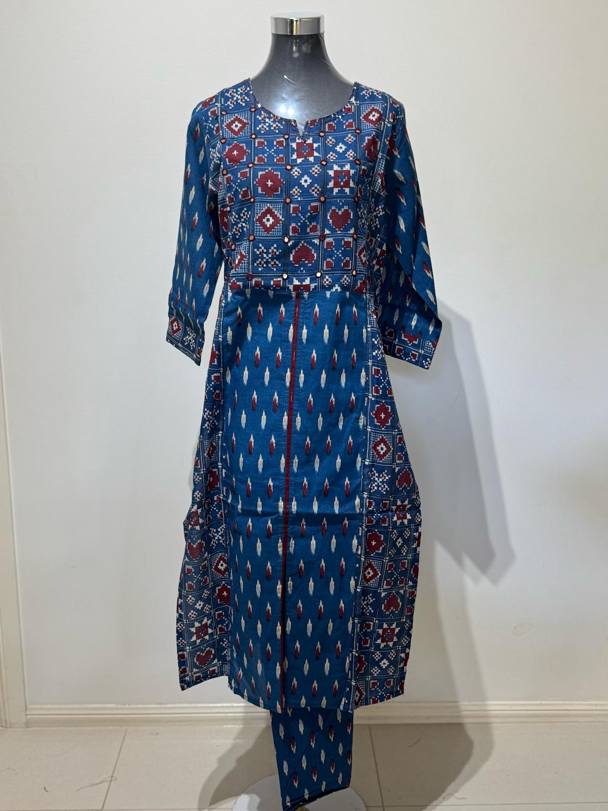 Groovy Navy Colored Printed Cotton Suit Set