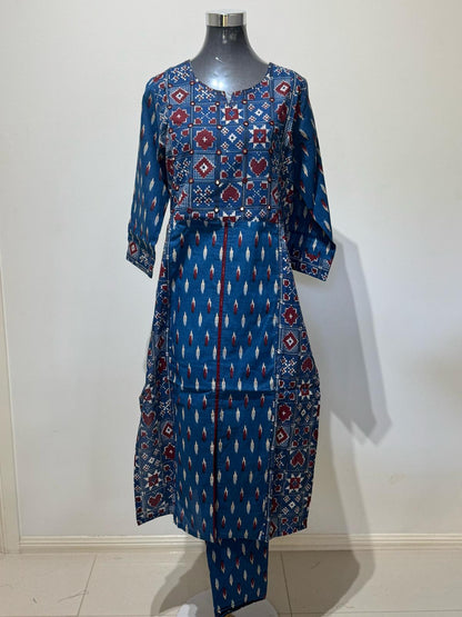 Groovy Navy Colored Printed Cotton Suit Set