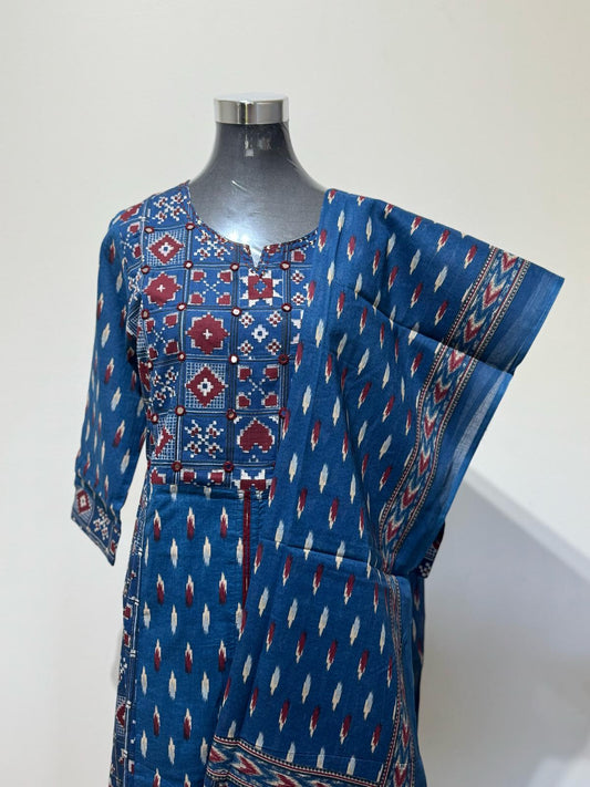 Groovy Navy Colored Printed Cotton Suit Set