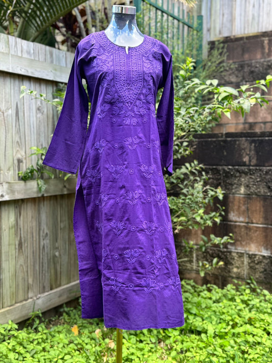 Purple Self work Kurti